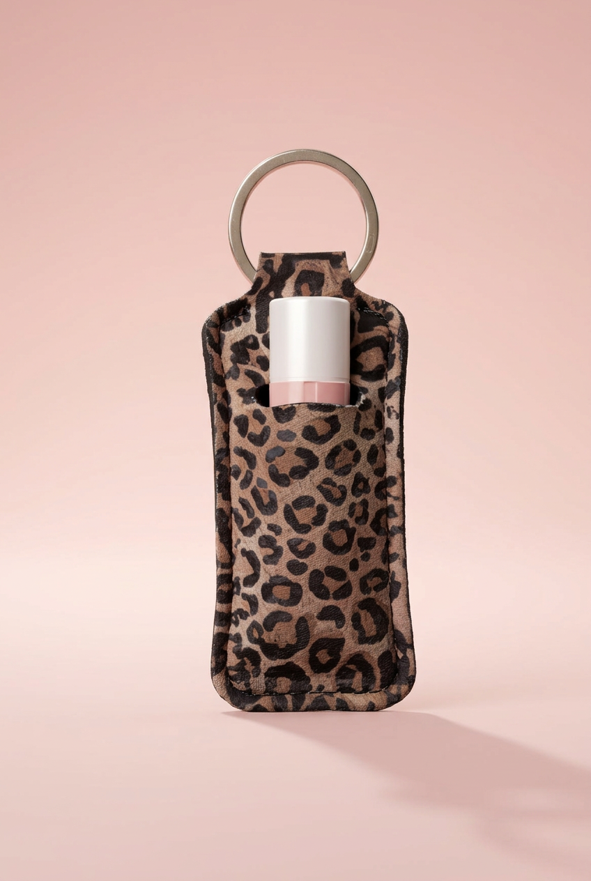Leopard Print Lip Balm Keychain Holder
