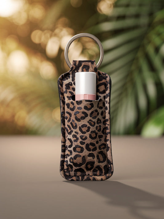 Leopard Print Lip Balm Keychain Holder
