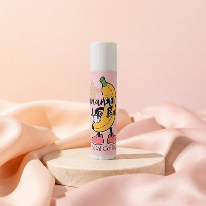 Banana and Cream Lip Balm with peach-and-blush satin