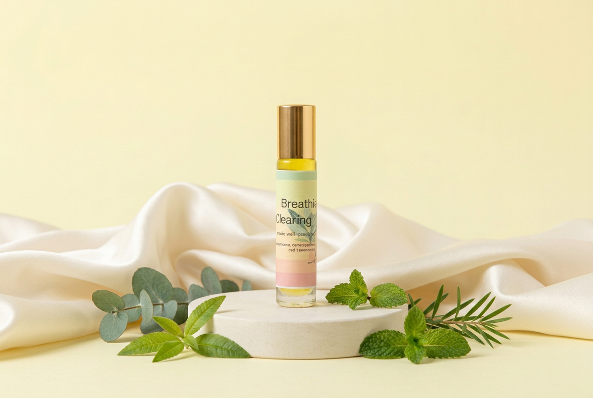 Breathing & Clearing with ingredients and ivory satin