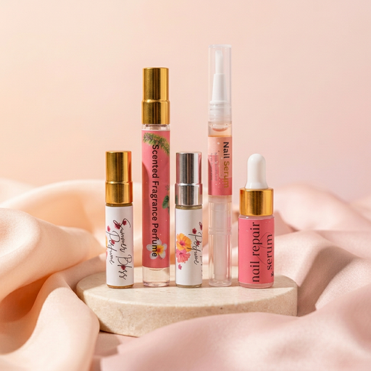 Brizzy Gal Beauty Bundle in peach-and-blush satin