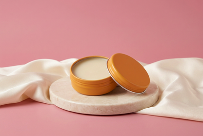 Calendula Salve without ingredients and rose-pink background