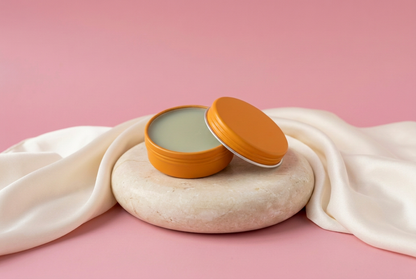 Clear Breathe Balm without ingredients and rose-pink background