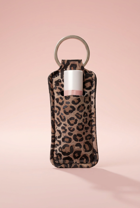 Leopard Print Lip Balm Keychain Holder