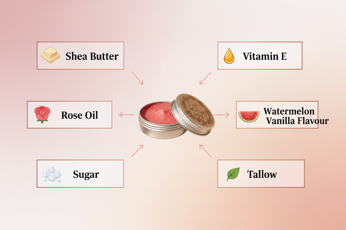 Lip Scrub Ingredients Infographic