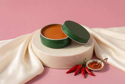 Muscle Melt with ingredients and rose-pink background
