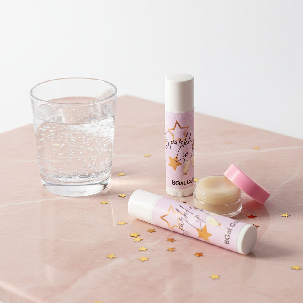 Sparkling Wine Lip Balm New Background