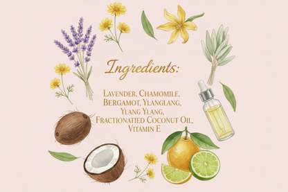 Stress Relief Roller Ingredients Card with Chamomile