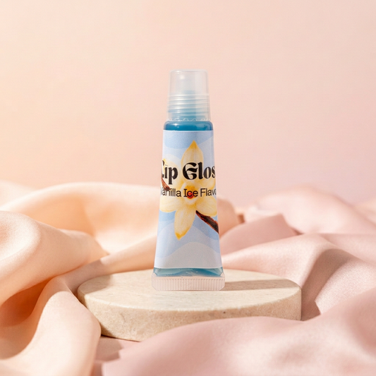 Vanilla Ice Lip Gloss in peach-and-blush satin